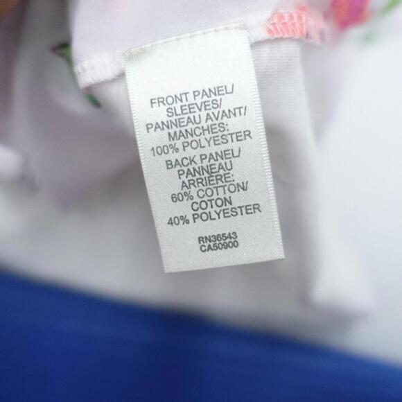 Van Heusen Blouse Top Women's XL White Floral 100% Polyester Cap Sleeve Pullover - Picture 5 of 7